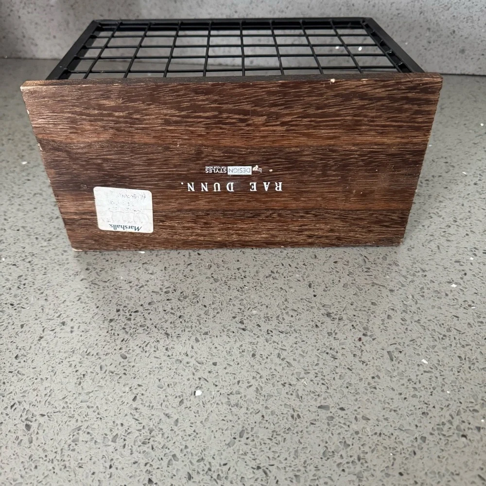 Rae Dunn Black Metal Wire Letter Holder with Wood Base